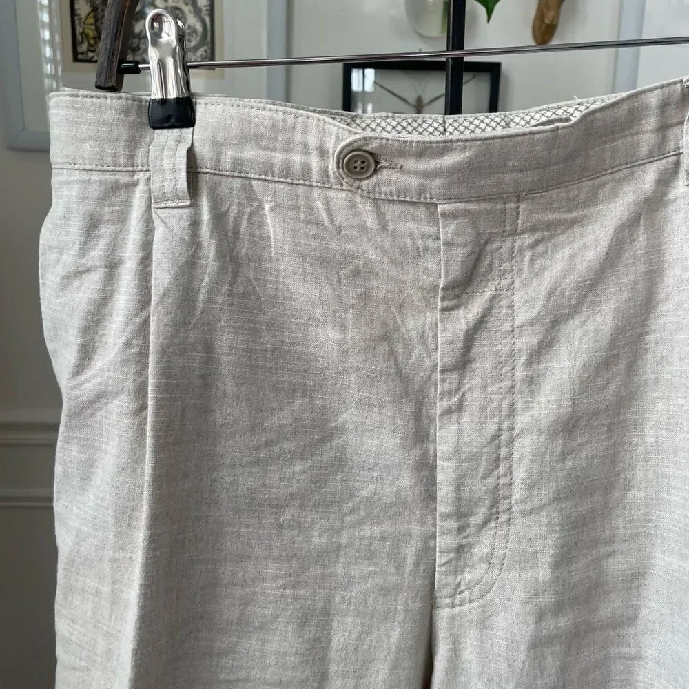 Saint Hilaire Cotton Linen Trousers Pants Pleat Flax 48R